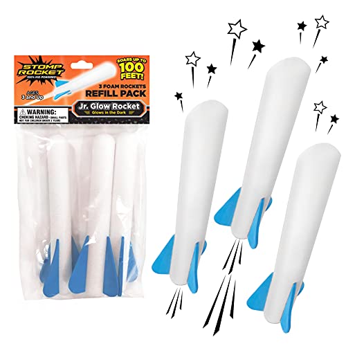 Stomp Rocket Original Jr. Glow Rocket Ersatz Raketen, 3 Raketen – Outdoor Raketenspielzeug Geschenk für Jungen und Mädchen – ab 3 Jahren von Stomp Rocket