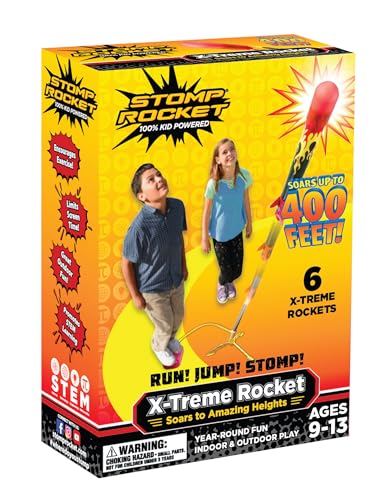 Stomp Rocket Original X-Treme Rocket - 6 Raketen - Outdoor Raketenspielzeug Geschenk für Jungen und Mädchen - Kommt mit Spielzeug Raketenwerfer von Stomp Rocket