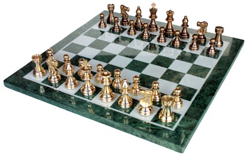 StonKraft 38,1 x 38,1 cm großes Marmor-Schachspielbrett-Set + Messingteile für 4 Spieler ab 8 Jahren von StonKraft