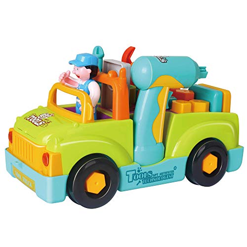 Stone and Clark Kleiner Mechaniker Werkzeug Truck – Bauen und Reparieren Bauwagen mit Lichtern und Musik – Über 20 Teile zum entnehmen – Für Jungs und Mädchen, Kleinkinder und älter, Ab 3 Jahren von Stone and Clark