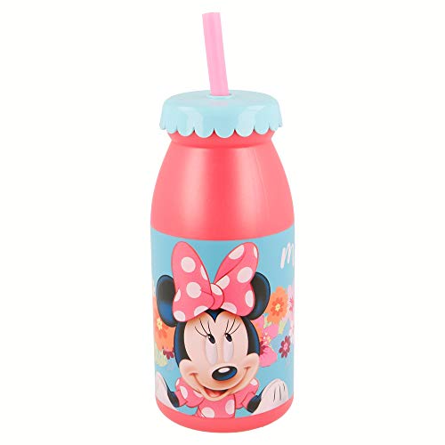 Stor Minnie Mouse Milchflasche 300 ml mit Strohhalm 14513 von Stor