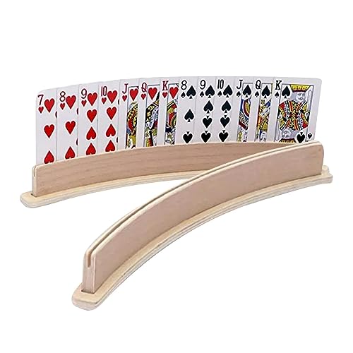 Kartenhalter Spielkarten | 2/4 Stück Spielkartenhalter Holz | Freihändiger Poker Karte Halter Ständer | Robuster Pokerzubehör Kartenhalter für Kinder, Senioren, Erwachsen von Storaffy