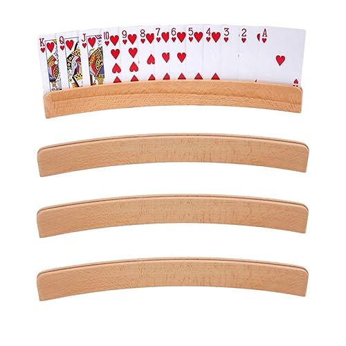 Kartenhalter Spielkarten | 2/4 Stück Spielkartenhalter Holz | Freihändiger Poker Karte Halter Ständer | Robuster Pokerzubehör Kartenhalter für Kinder, Senioren, Erwachsen von Storaffy