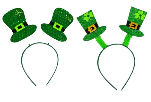 Storm&Lighthouse Irische Haarbänder zum St. Patrick's Day, 2 Koboldmützen, Bopper-Designs, St. Patrick's Day Deely Boppers, irisches Geschenk, Kostüm-Haar-Accessoire, 4 Stück von Storm&Lighthouse