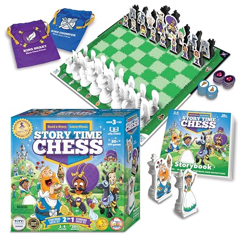 Story Time Chess - Anfängergeschichte und Charakter pädagogisches Schachspiel – ab 3 Jahren – doppelseitige Teile, 30 Mini-Spiele von Story Time Chess