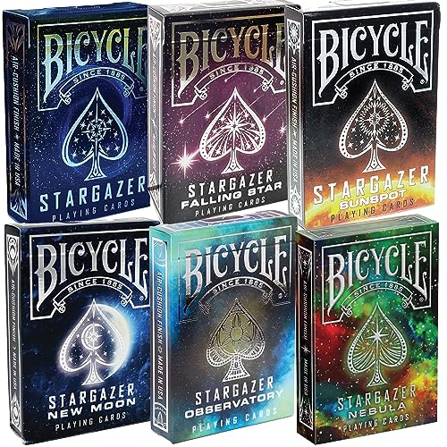 Fahrrad Spielkarten 6 Deck Sammelpaket | Fahrrad Stargazer Neumond | Stargazer Observatory | Stargazer Nebula | Fahrrad Stargazer | Fahrrad Stargazer Sonnenfleck | Fahrrad Asteroid von Straight Poker Supplies