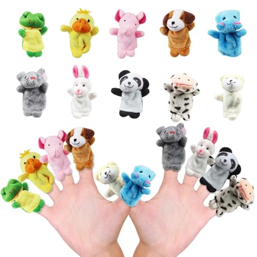 Strehknewen 10 Stück Fingerpuppen Set, Fingerpuppen für Kinder, Fingerpuppen Tiere, Mehrfarbig Plüschfiguren für Kindergeburtstag, Party Mitgebsel und Geschenkideen für Jungen und Mädchen von Strehknewen