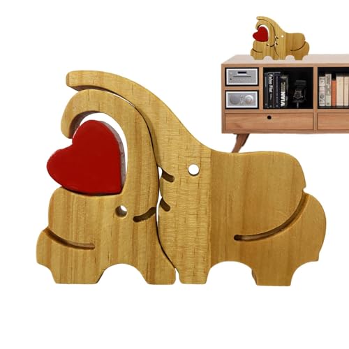 Streysisl Bärenfamilie Kunstpuzzle aus Holz | Herzförmige Bärenfiguren | Herz-Puzzle-Desktop-Ornament für Küche, Zuhause, Party, Schlafzimmer von Streysisl