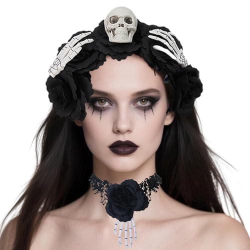 Streysisl Halloween-Gothic-Kopfschmuck, Gothic-Kopfbedeckung, Spitzen-Choker-Set, Vintage-Gothic-Kopfschmuck für Halloween, Cosplay, Maskerade, Themenveranstaltungen, Partys, Bühne Streysisl Halloween-Gothic-Kopfschmuck, Gothic-Kopfbedeckung, Spitzen-Choker-Set, Vintage-Gothic-Kopfschmuck für Halloween, Cosplay, Maskerade, Themenveranstaltungen, Partys, Bühne von Streysisl