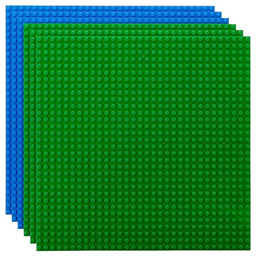 Premium-Bauplatten - mit Allen großen Marken kompatibel Lego - 6 Stück - 10 x 10 (25,4 x 25,4 cm) - Grün, Blau von Strictly Briks