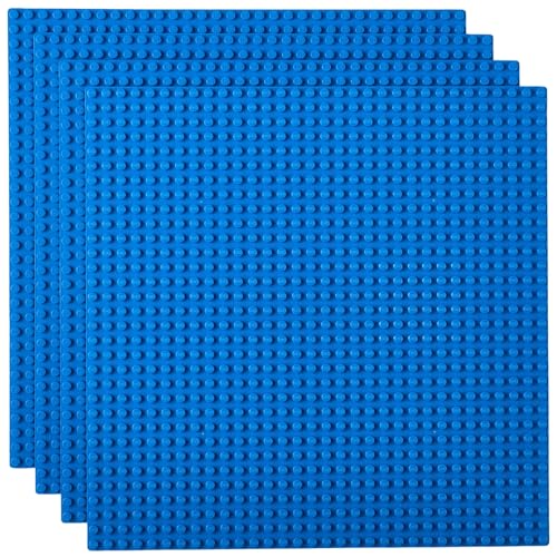 Strictly Briks - Bauplatten - 100 % kompatibel mit Allen führenden Marken - Flache Unterseiten zum Bauen von Spieltischen - 10 x 10“ (25,4 x 25,4 cm) - 4 Blaue Grundplatten von Strictly Briks