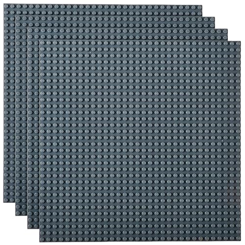 Strictly Briks - Bauplatten - 100% kompatibel mit Allen führenden Marken - Zum Bauen von Türmen, Tischen & mehr - 10 x 10“ (25,4 x 25,4 cm) - 4 Stück - Grau von Strictly Briks