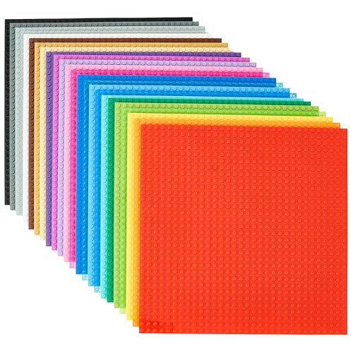 Strictly Briks - Bauplatten zum Bauen von Türmen, Tischen & mehr - kompatibel mit Lego - 10 x 10“ (25,4 x 25,4 cm) - 24 Stück in 24 Farben von Strictly Briks