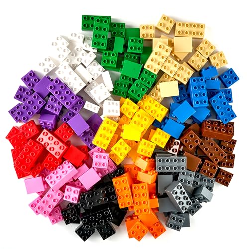 Strictly Briks Best Blocks Big Blocks - Set mit großen Bausteinen - kompatibel mit Allen führenden Marken - für Kinder ab 3 Jahren - Regenbogenfarben - 204-teiliges Set von Strictly Briks