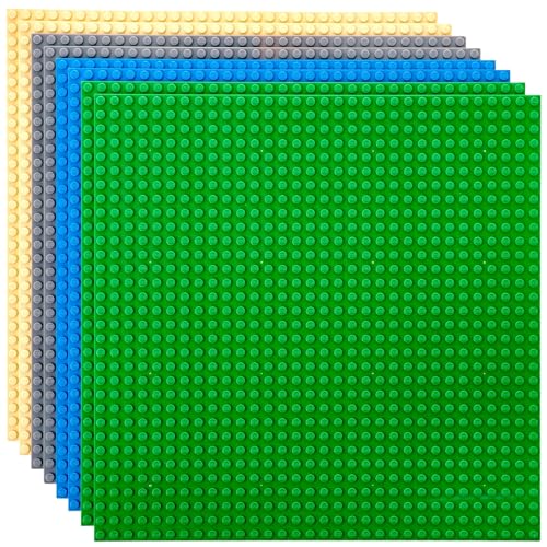 Strictly Briks - Klassische Bauplatten - 100% kompatibel mit Allen führenden Marken - zum Bauen von Türmen, Tischen & mehr - 10 x 10“ (25,4 x 25,4 cm) - 8 Stück - Blau, Grau, Grün & Sandfarben von Strictly Briks