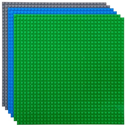 Strictly Briks Premium-Bauplatten - mit Allen großen Marken kompatibel - 6 Stück - 10 x 10 (25,4 x 25,4 cm) - Grün, Blau und Grau von Strictly Briks