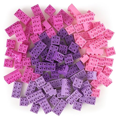 Strictly Briks - Premium-Bausteine - kompatibel mit großen Bausteinen Aller führenden Marken - nur für Steine mit großen Noppen geeignet - 108 Stück - Rosa, Lila, Lavendel, Magenta von Strictly Briks