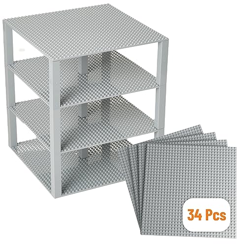 Strictly Briks - Stapelbare Premium-Bauplatten - kompatibel mit Allen großen Marken - geeignet für Turm-Konstruktionen - Set aus 4 Platten - je 25,4 x 25,4 cm - Hellgrau von Strictly Briks