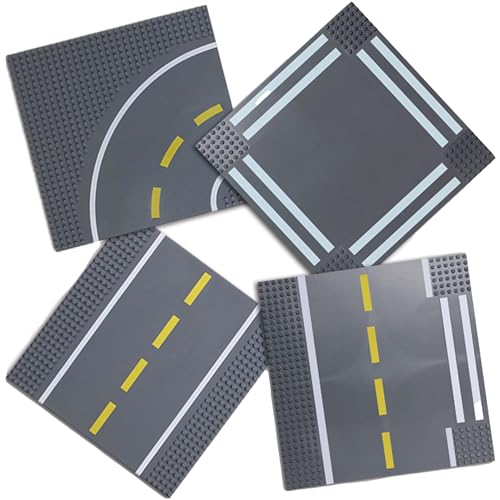 Strictly Briks - Straßen-Bauplatten - Bausteinplatten für Straßen, Städte, Garagen & mehr - 100% kompatibel mit Allen führenden Marken - Set mit verschiedenen Straßenabschnitten - 25,5 x 25,5 cm von Strictly Briks