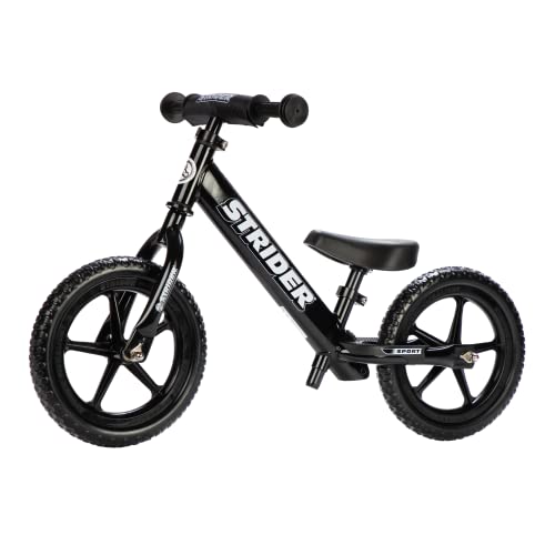 Strider 12 Sport Kinder Laufahrrad 12 Zoll, (ab 18 Monate bis 5 Jahre), Balance Bike in Schwarz, Indoor Laufrad, Kinder von Strider