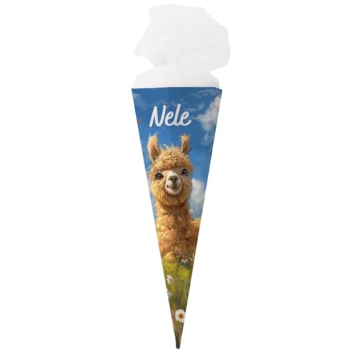 Striefchen® Tierische Zuckertüte für Schulkinder, personalisiert (Alpaka, 80 x 26 cm) von Striefchen