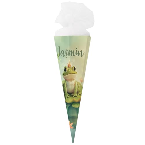Striefchen® Tierische Zuckertüte für Schulkinder, personalisiert (Frosch, 80 x 26 cm) von Striefchen