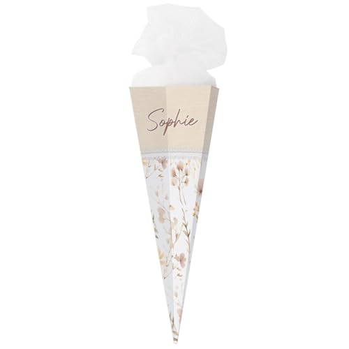 Striefchen® Zuckertüte für Mädchen Flower Edition, personalisiert (Beige, 80 x 26 cm) von Striefchen