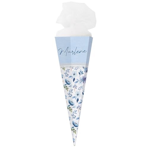 Striefchen® Zuckertüte für Mädchen Flower Edition, personalisiert (Blau, 80 x 26 cm) von Striefchen