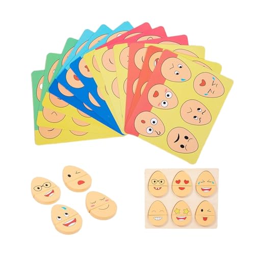 Ausdrucks-Matching-Block, Gesichtsausdruck-Puzzle | Bausteine-Matching-Spiel,Puzzle-Matching-Spiele, Eier-Puzzles mit Holzausdrücken, Bausteine-Matching-Spiel für Kinder von Stronrive