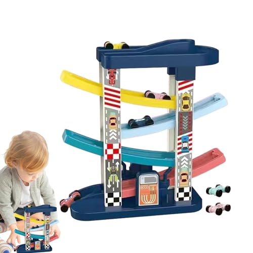 Autoschienenspielzeug für Kinder,Autorampenspielzeug für Kinder,Kinder Cartoon Ramp Racer Spielzeug - Niedliches Schienenspielset für Jungen und Mädchen, Retro-Rückziehfahrzeugspielzeug zur von Stronrive