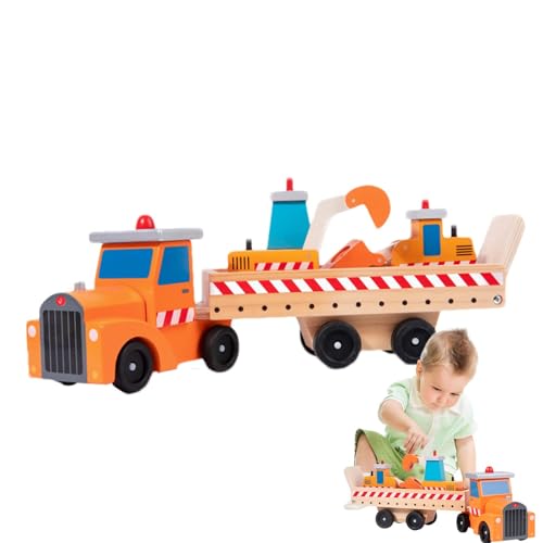 BAU-LKW-Spielzeugset aus Holz, Fahrzeugspielzeug für Kinder - Autospielzeug aus Holz | Verschleißfester Bauwagen und Spielzeug zum Geburtstag, Neujahr, Jubiläum von Stronrive