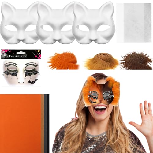 Blank Cat Masque | Blank Cat Maskes Set - Costume Prop with Mesh and Felt Sheet Arts Crafts for Women Men Party Maskerade Carnival Blank Cat Masque | Blank Cat Maskes Set - Costume Prop with Mesh and Felt Sheet Arts Crafts for Women Men Party Maskerade Carnival von Stronrive