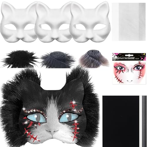 Blank Cat Masque - Masque Making Kit | Zubehör Set mit Mesh und Filzblatt Kunst Handwerk für Maskerade Party Männer Karneval Cosplay Blank Cat Masque - Masque Making Kit | Zubehör Set mit Mesh und Filzblatt Kunst Handwerk für Maskerade Party Männer Karneval Cosplay von Stronrive