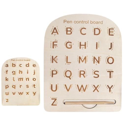 Buchstaben und Zahlen aus Holz, Alphabet-Zeichentafel - Sensorisches Alphabet-Brett zum Nachzeichnen von Buchstaben aus Holz - Schreibtafel zum Schreibenlernen für Kinder, EIN Muss für und von Stronrive