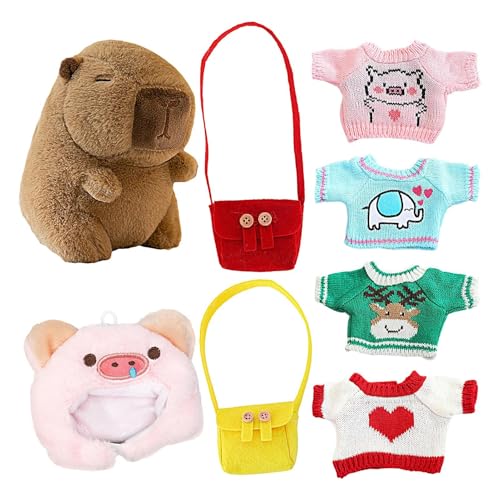 Capybara Plüsch, Capybara Stofftier - Stofftierspielzeug Kissen | 9,84 Zoll großes gefülltes Capybara-Spielzeug mit Kleidung und Accessoires, Plüsch-Wurfkissen für die Dekoration von Capybara Plüsch, Capybara Stofftier - Stofftierspielzeug Kissen | 9,84 Zoll großes gefülltes Capybara-Spielzeug mit Kleidung und Accessoires, Plüsch-Wurfkissen für die Dekoration von von Stronrive
