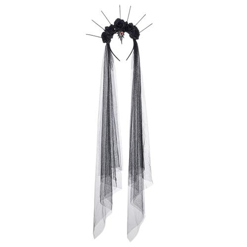 Halloween Kopfschmuck, Schwarz Rose Krone Mit Schleier, Halloween Kostüm Zubehör Für Hochzeitsfeiern Karneval Maskenbälle Festtagsschmuck Halloween Kopfschmuck, Schwarz Rose Krone Mit Schleier, Halloween Kostüm Zubehör Für Hochzeitsfeiern Karneval Maskenbälle Festtagsschmuck von Stronrive