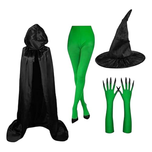 Hexenkostüm Set - Schwarzer Hexenhut Mit Grünen Krallenhandschuhen | Kostüm Kit für Halloween Karneval Kostümfest Cosplay Maskerade Hexenkostüm Set - Schwarzer Hexenhut Mit Grünen Krallenhandschuhen | Kostüm Kit für Halloween Karneval Kostümfest Cosplay Maskerade von Stronrive