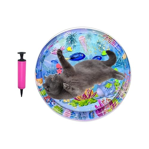Katzen-Wasserbett-Spielmatte, Wasserbett für Katzen mit aufblasbarer Pumpe – verdicktes Baby-Krabbelkissen, Haustier-Kühlkissen für Langeweile, tägliches Zuhause, drinnen und draußen, Reisen, Boden Katzen-Wasserbett-Spielmatte, Wasserbett für Katzen mit aufblasbarer Pumpe – verdicktes Baby-Krabbelkissen, Haustier-Kühlkissen für Langeweile, tägliches Zuhause, drinnen und draußen, Reisen, Boden von Stronrive