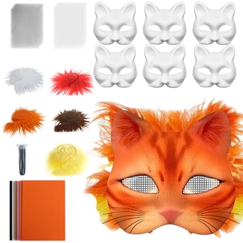 Katzenmasken zum Basteln, Blanko-Katzenmasken-Set, Kunsthandwerk mit Netz- und Filzblatt, Zubehör-Set für Männer, Karneval, Cosplay, Party, Maskerade Katzenmasken zum Basteln, Blanko-Katzenmasken-Set, Kunsthandwerk mit Netz- und Filzblatt, Zubehör-Set für Männer, Karneval, Cosplay, Party, Maskerade von Stronrive