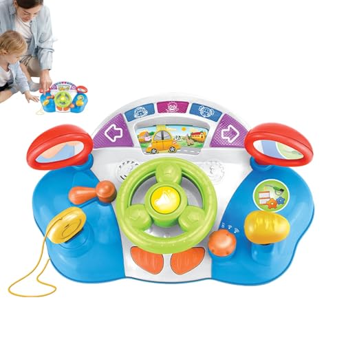 Stronrive Kinderlenkradspielzeug,Fahrlenkradspielzeug,Lustiges interaktives Lenkrad mit Einstellbarer Lautstärkeregelung, Musik und Licht - Fahrsimulationsspielzeug, so tun, als ob Fahrsitzspielzeuge von Stronrive