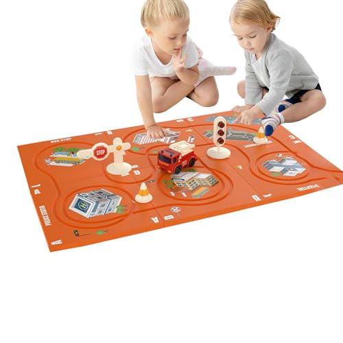 Puzzle-Rennbahn-Spielset, Magnet-Puzzle-Rennstrecke - Magnetische Rennwagen-Bodenpuzzles für Kinder - Kreatives Eisenbahnstrecken-Design, elektrisches Gleis-Stadtautomodell von Stronrive