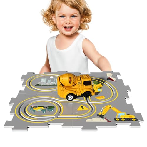 Puzzle-Rennwagen-Spielset,Puzzle-Rennwagen-Streckenset, Kinder-Puzzle-Schienenauto, Bodenpuzzles, pädagogisches Puzzlespielzeug, Autobahn-Set für und Mädchen von Stronrive