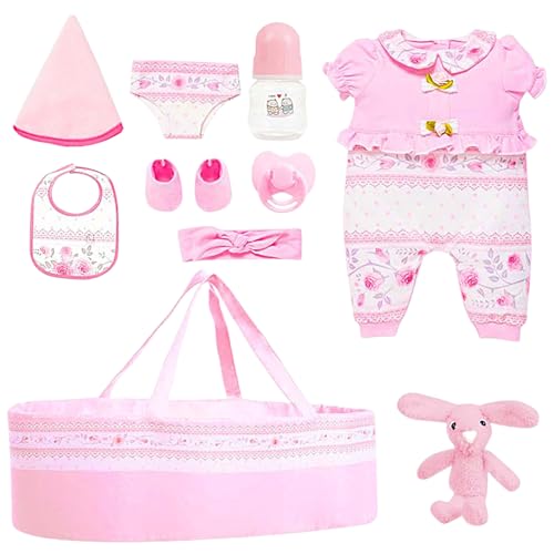 Reborn Baby Puppen Zubehör Set, Mädchen Reborn Puppe Flasche Schnuller Kleidung Set, Für 45 cm Puppe, Realistisches Spielbettchen für Kinderzimmer Haus Kindergarten Geburtstag Kindertag Reborn Baby Puppen Zubehör Set, Mädchen Reborn Puppe Flasche Schnuller Kleidung Set, Für 45 cm Puppe, Realistisches Spielbettchen für Kinderzimmer Haus Kindergarten Geburtstag Kindertag von Stronrive