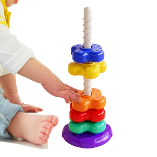 Regenbogen-Spin-Turm, Regenbogen-Spin-Stapelspielzeug, Stapelbares Spinner-Turm-Spielzeug, Pädagogisches und interaktives Lernstapelspielzeug, Hand-Auge-Koordinations-Lernspielzeug für von Stronrive