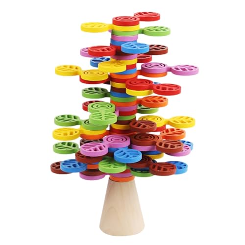 Stack Rainbow Tree,Frosch-Balance-Spiel - Bunte kreative Vorschul-Balance-Spielzeuge,Balance-Blöcke für Kinder, Stapelsteine aus Holz zum Trainieren praktischer Fähigkeiten und Fantasie von Stronrive