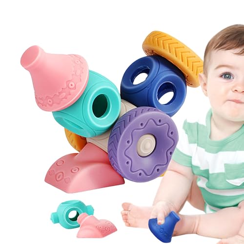 Stronrive Babybausteine,Soft Blocks - Pädagogische Vorschulbausteine-Set - Niedliche Stapelblöcke für den Kindergarten, Cartoon-Beißring-Set für das Kinderzimmer von Stronrive