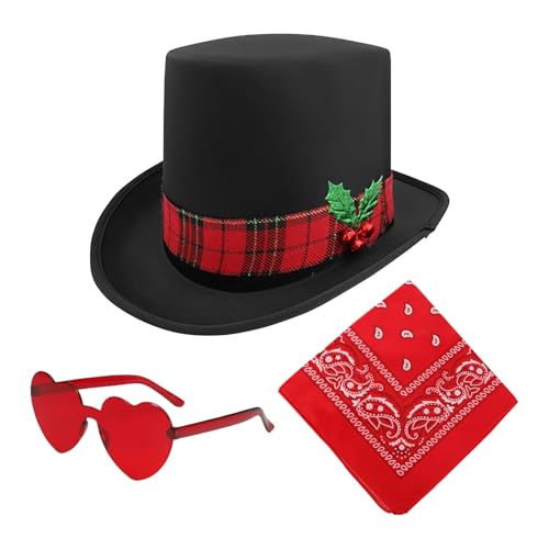 Stronrive Weihnachtsmann-Cowboyhut, Cosplay, Westernhut, Party-Kopfbedeckung, 3 x Weihnachtsfeier, Cowgirl, breite Krempe, mit Herzbrille und Bandana für Urlaub, Cosplay Stronrive Weihnachtsmann-Cowboyhut, Cosplay, Westernhut, Party-Kopfbedeckung, 3 x Weihnachtsfeier, Cowgirl, breite Krempe, mit Herzbrille und Bandana für Urlaub, Cosplay von Stronrive