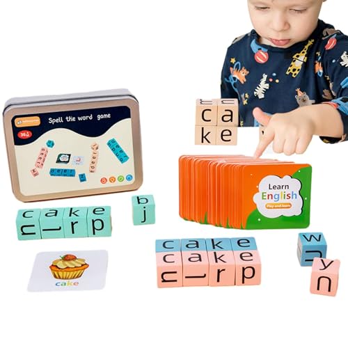 Wort-Rechtschreibspiele, Rechtschreibspiele für Kinder - Alphabet Blocks Blocks Rechtschreibspiel, Alphabet-Blöcke, Rechtschreibspiel, Lernspielzeug, Vorschul-Lernspielzeug von Stronrive