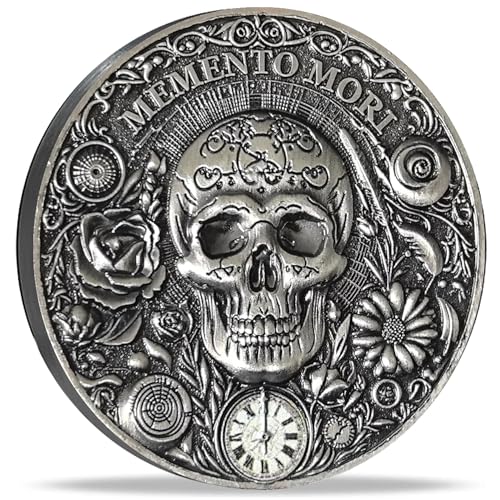 Strugglejewelry Memento Mori & Vivere Herausforderungsmünze: Duale Symbole der Vergänglichkeit und Vitalität des Lebens – inspirierendes stoisches Geschenk von Strugglejewelry