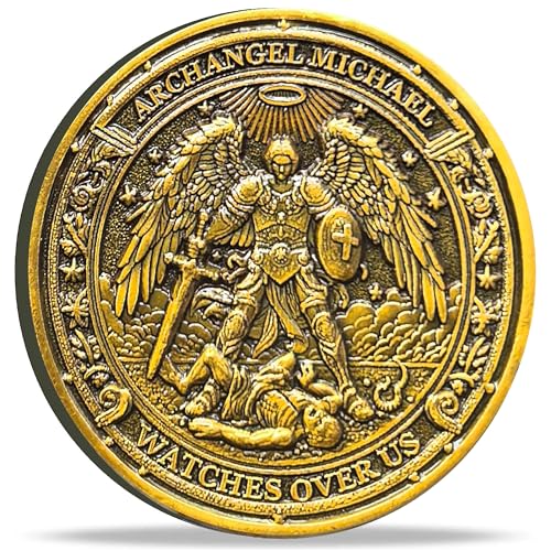 Strugglejewelry The Archangel Michael Protection Challenge Coin - Psalm 91:10 Inspirational Religious Coin with Protective Case von Strugglejewelry